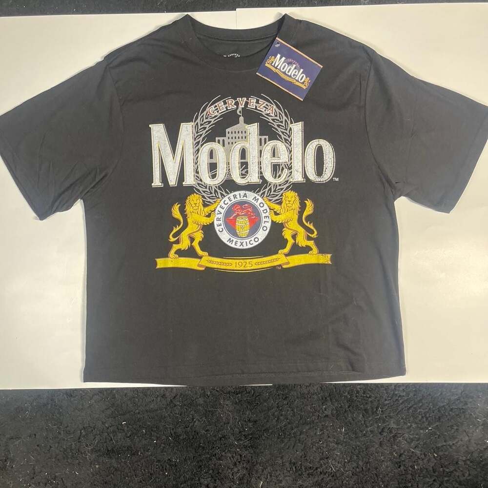 Modelo Beer Graphic T-Shirt Black Box Fit, Size Large - NEW